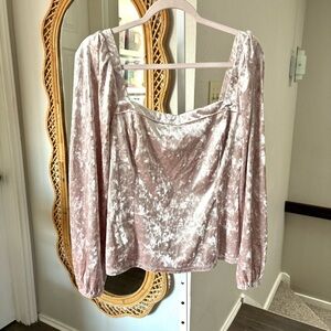 Anthropologie / Jessima Crushed Velvet-Like Blush Pink Renaissance Dressy Top